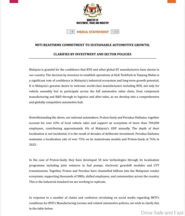 MITI statement
