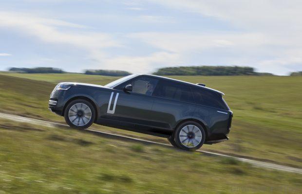 range rover electric on an incline